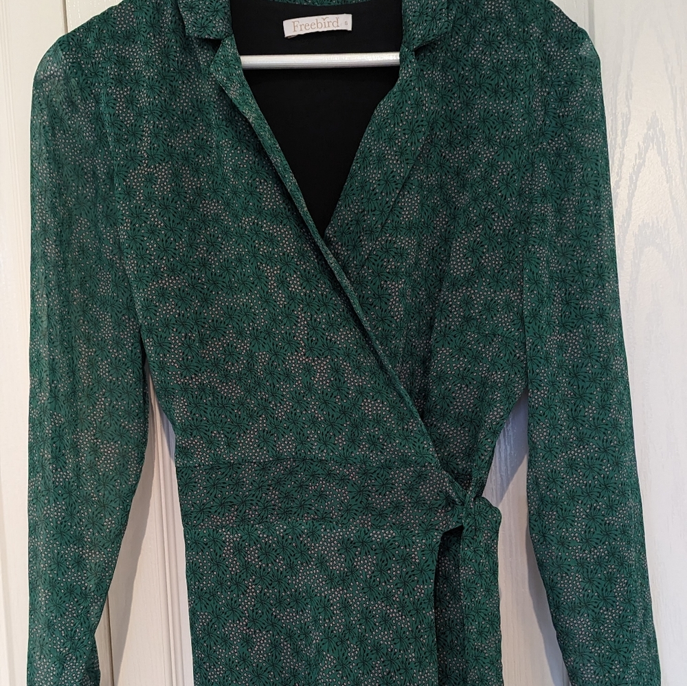Emerald green wrap dress